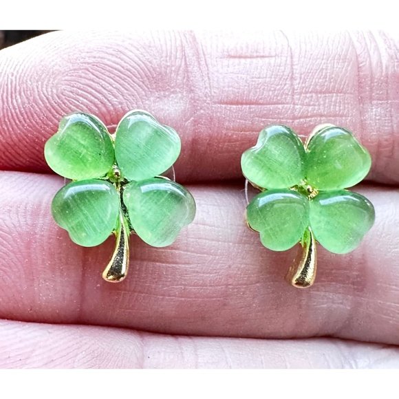 Four Leaf Clover Earrings Green Posts New St Patrick's Day Parade Party … - Picture 5 of 11